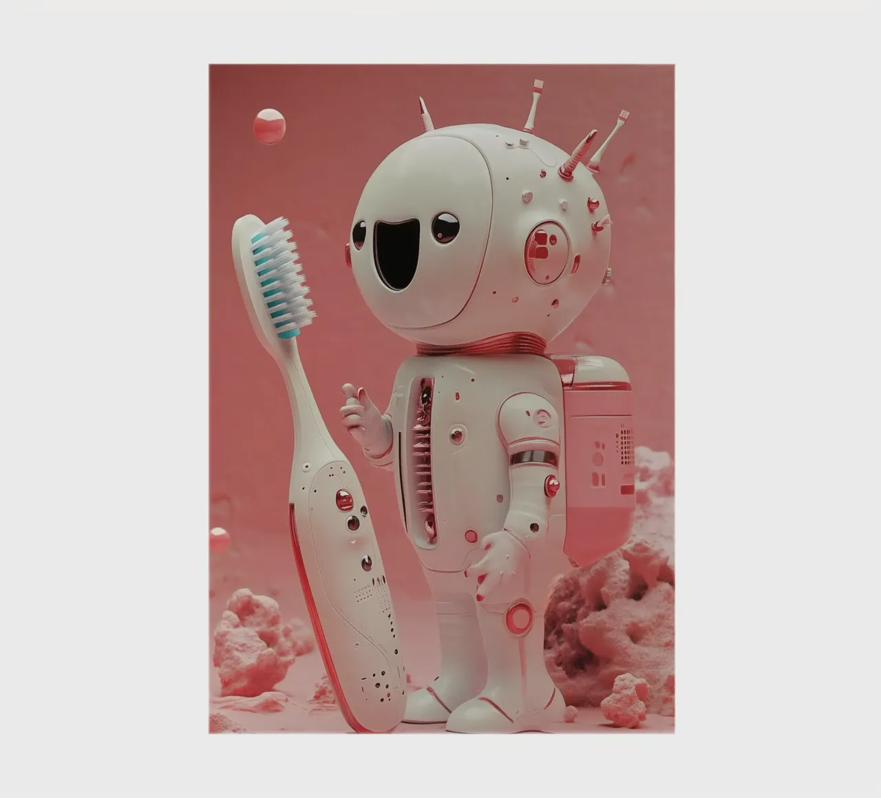 "Cosmic Clean" - Cute Robot Astronaut Art Print notebook by Synthaira