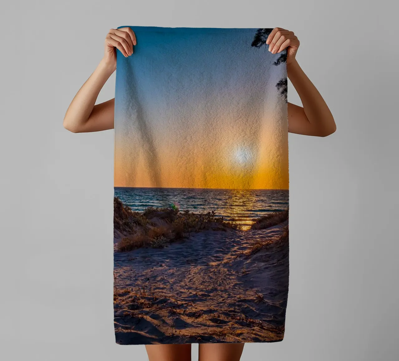 Zonsondergang badhanddoek van Marcus Beckert | Fotografie