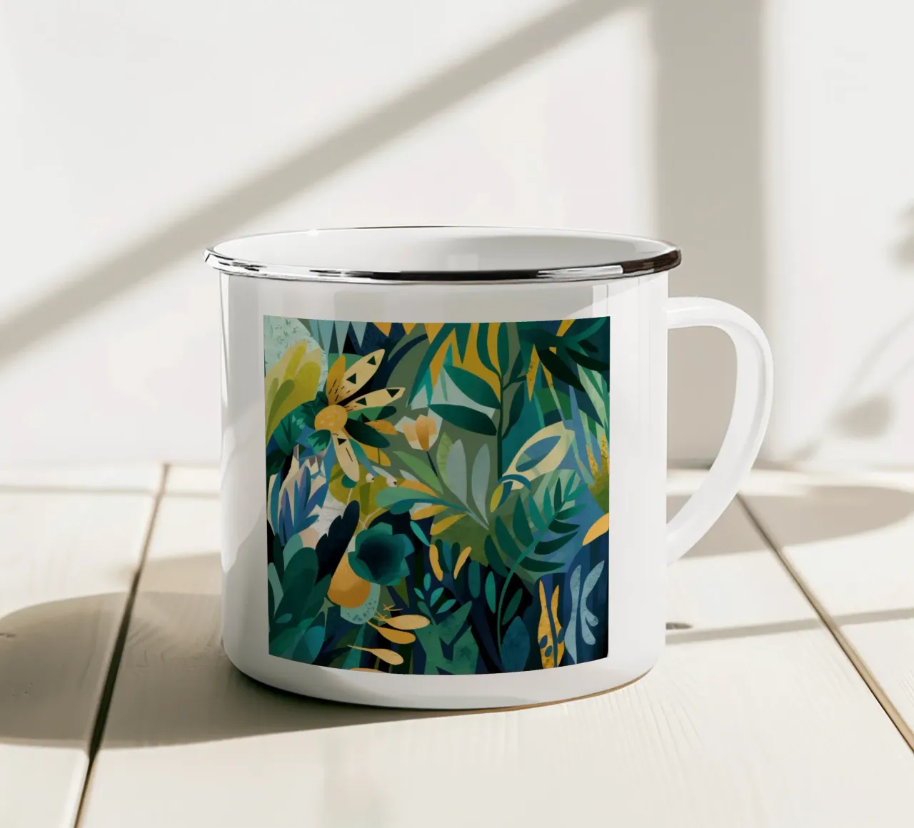 Farfalla nella giungla tazza in smalto da Bruce Juice
