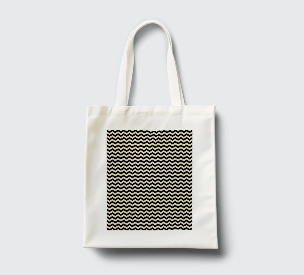 Minimal Chic Basic Chevron Pattern | Nero e Beige borsa in juta da Beauty in Simplicity