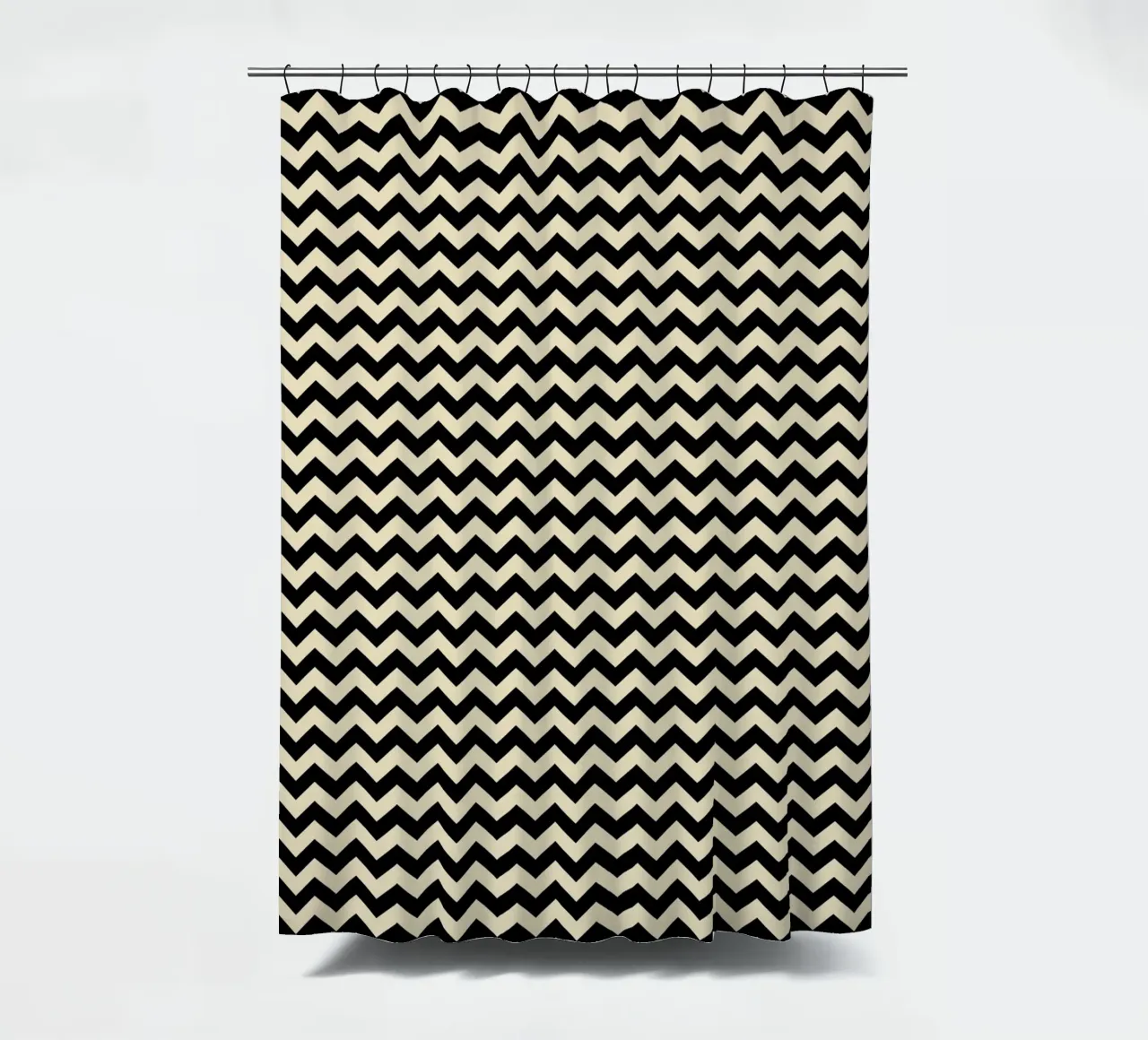 Minimal Chic Basic Chevron Pattern | Nero e Beige tenda da doccia da Beauty in Simplicity