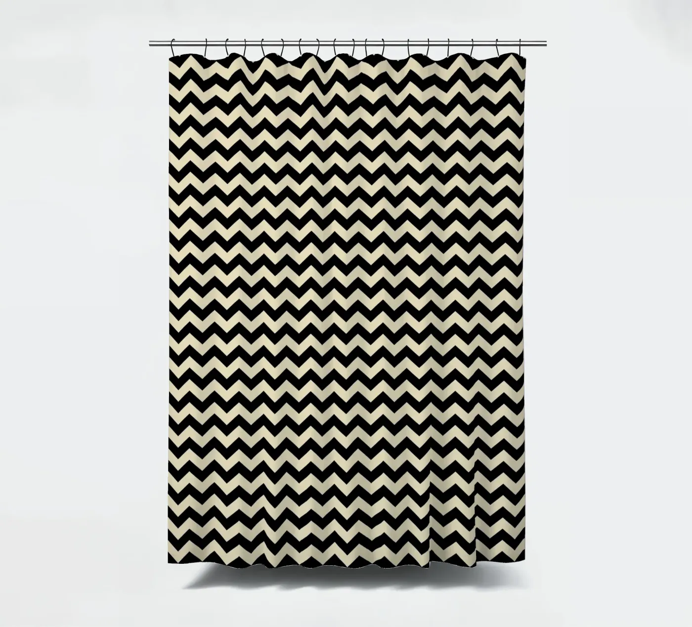 Minimal Chic Basic Chevron Pattern | Black and Beige shower curtain by Beauty in Simplicity