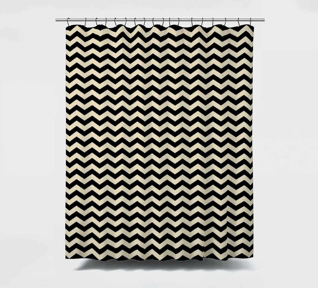 Minimal Chic Basic Chevron Pattern | Nero e Beige tenda da doccia da Beauty in Simplicity