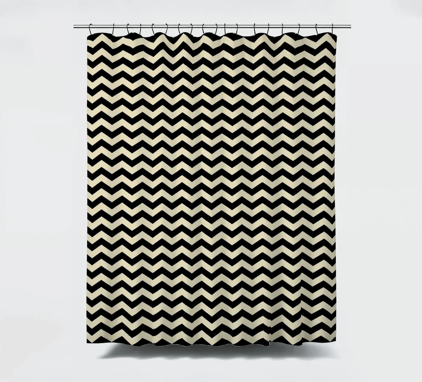 Minimal Chic Basic Chevron Pattern | Black and Beige shower curtain by Beauty in Simplicity
