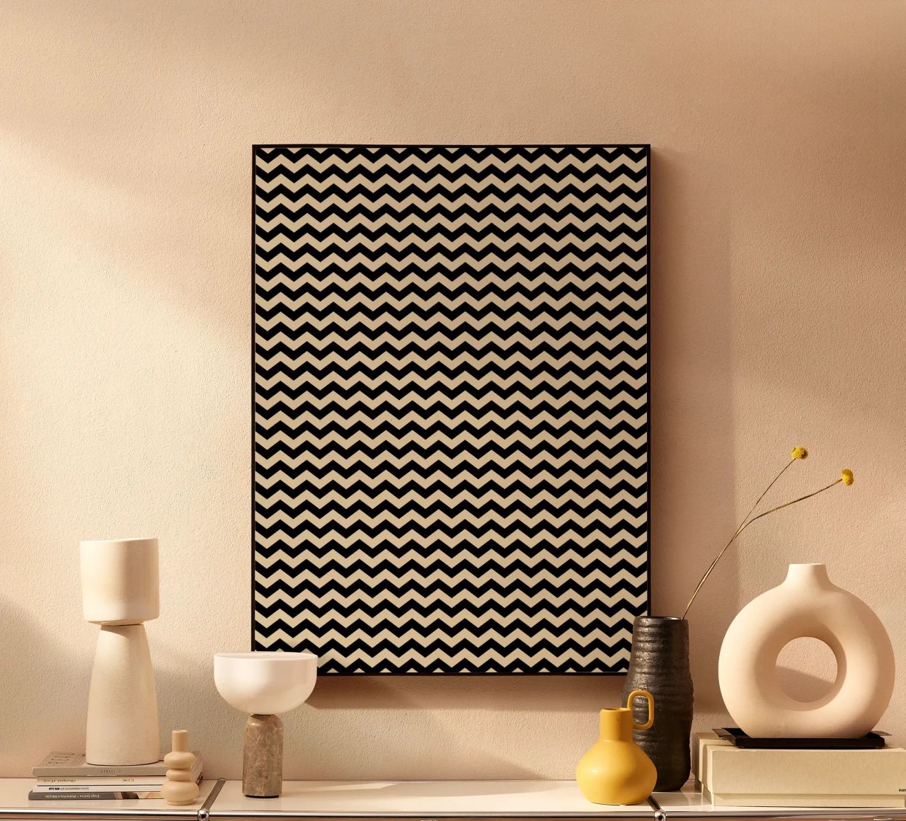 Minimal Chic Basic Chevron Pattern | Nero e Beige plexiglass da Beauty in Simplicity