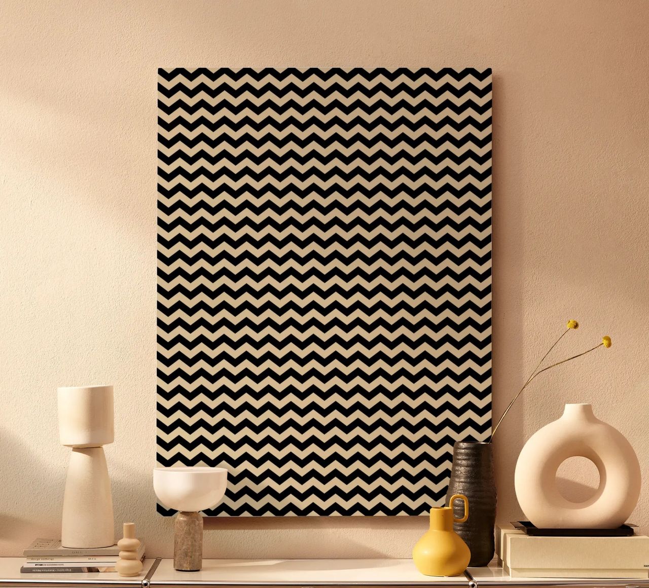 Minimal Chic Basic Chevron Pattern | Nero e Beige alluminio dibond da Beauty in Simplicity