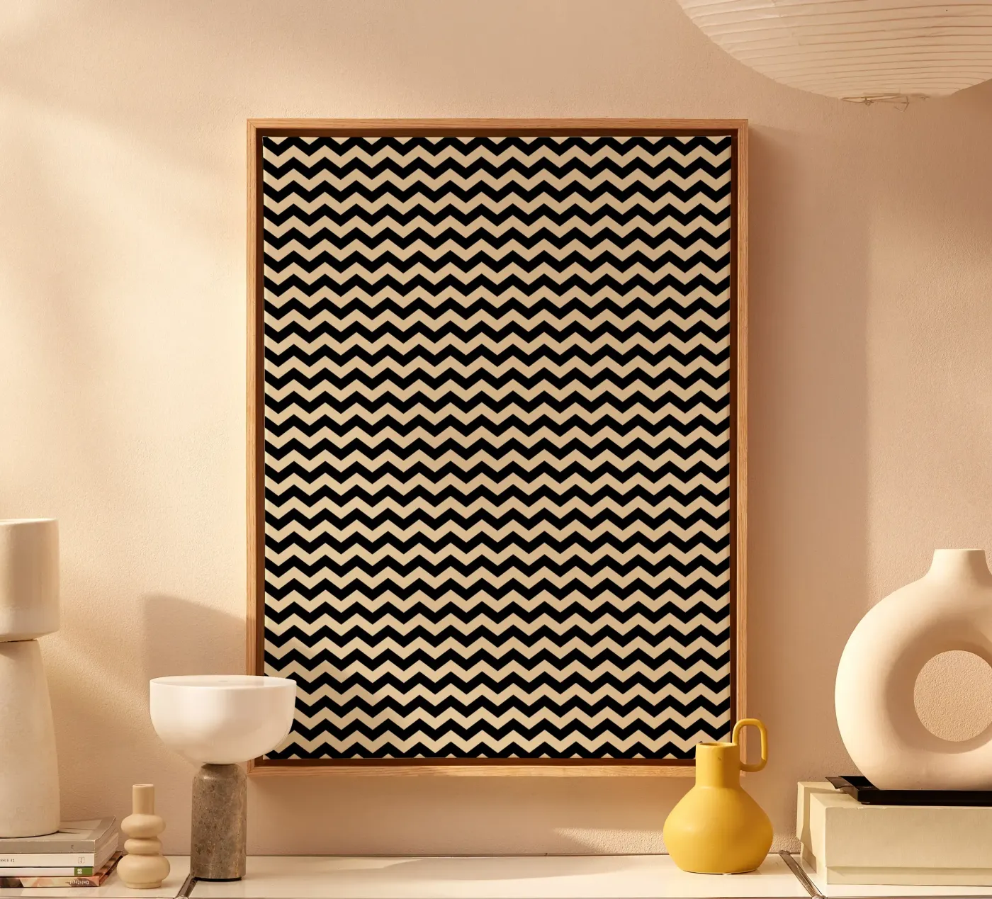 Minimal Chic Basic Chevron Pattern | Nero e Beige tela da Beauty in Simplicity