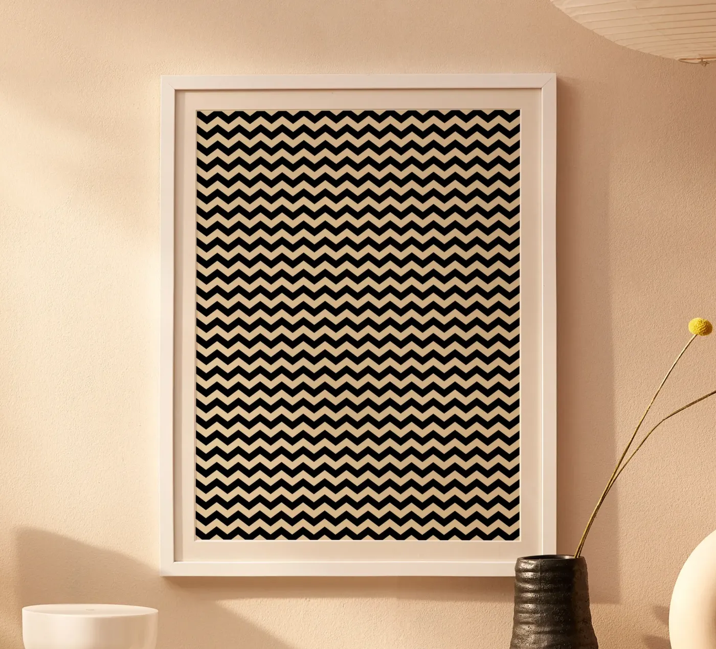 Minimal Chic Basic Chevron Pattern | Black and Beige poster da Beauty in Simplicity