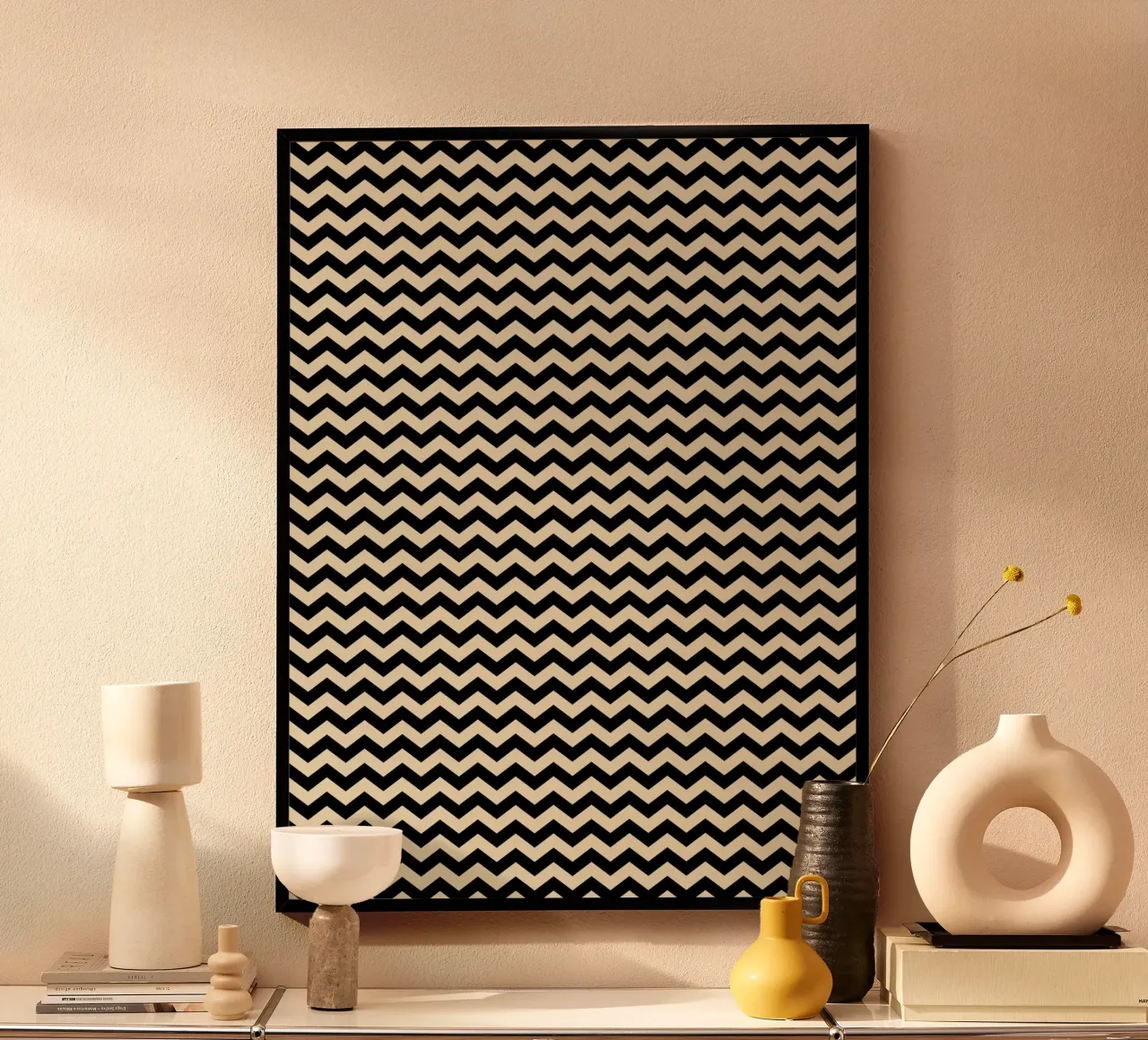 Minimal Chic Basic Chevron Pattern | Black and Beige poster de Beauty in Simplicity