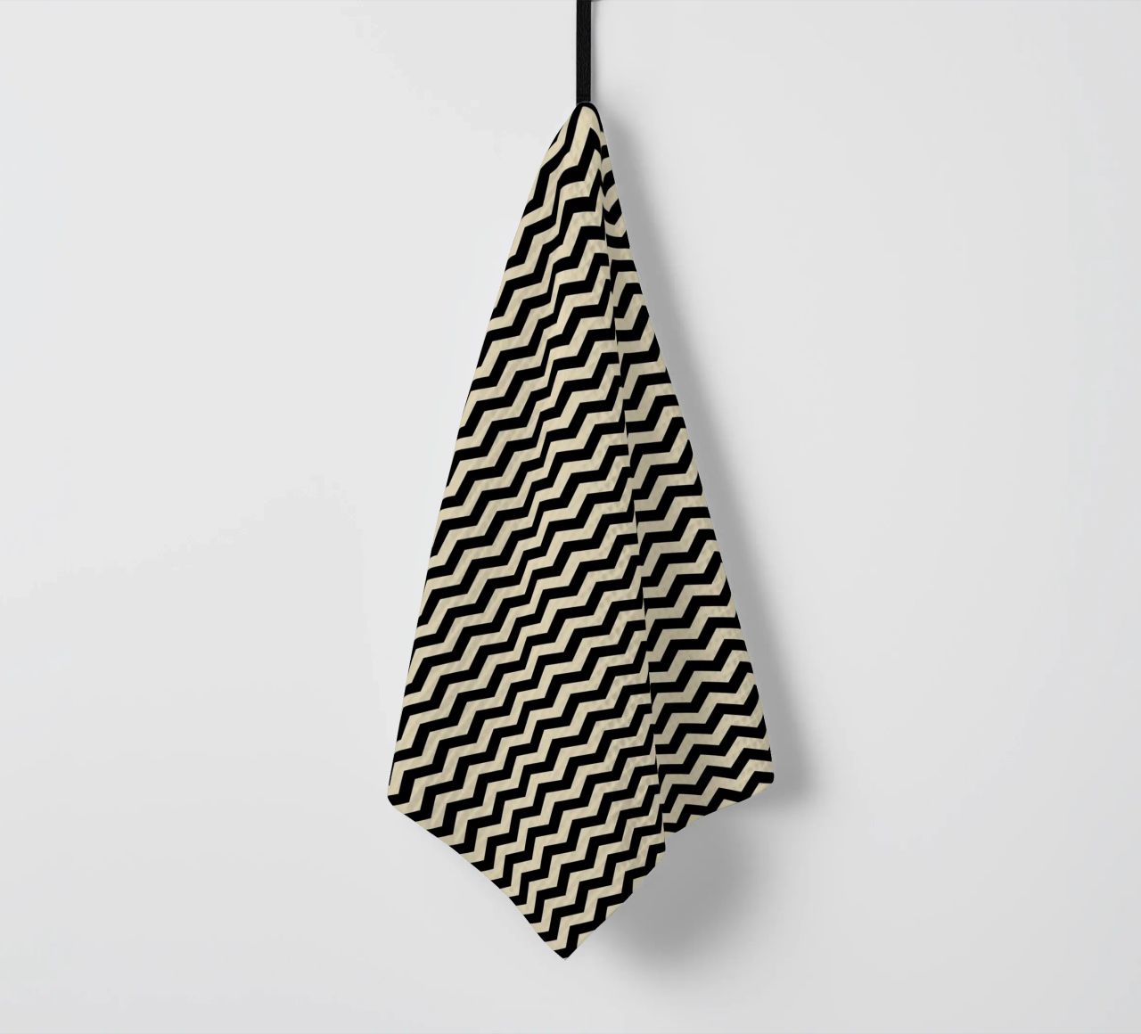 Minimal Chic Basic Chevron Pattern | Nero e Beige canovaccio da cucina da Beauty in Simplicity