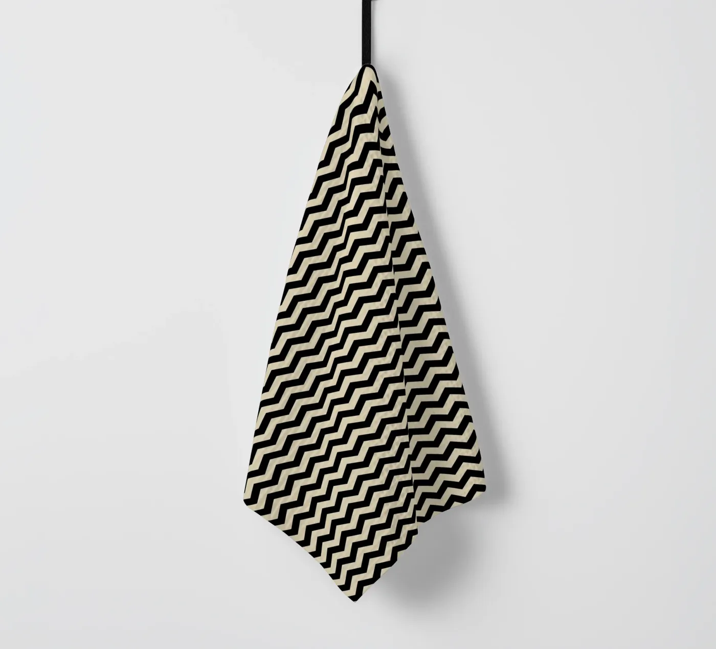 Minimal Chic Basic Chevron Pattern | Black and Beige torchon de Beauty in Simplicity
