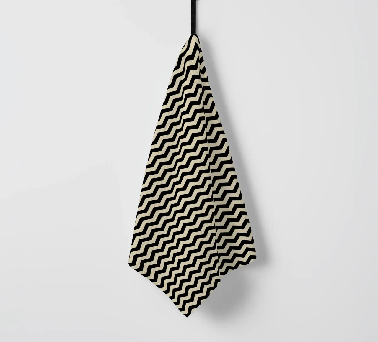 Minimal Chic Basic Chevron Pattern | Black and Beige torchon de Beauty in Simplicity