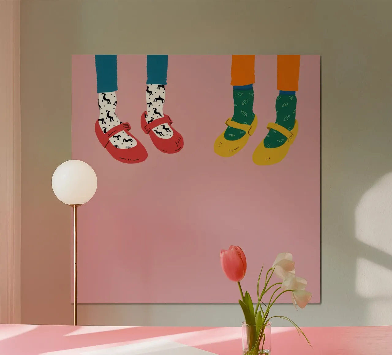 Calcetines con estampado de vaca poster con marco de madera de Bruce Juice