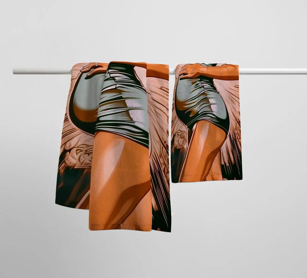 "Bloom" - Portrait d'une femme dans le style d'un roman graphique moderne serviette de bain de Synthaira