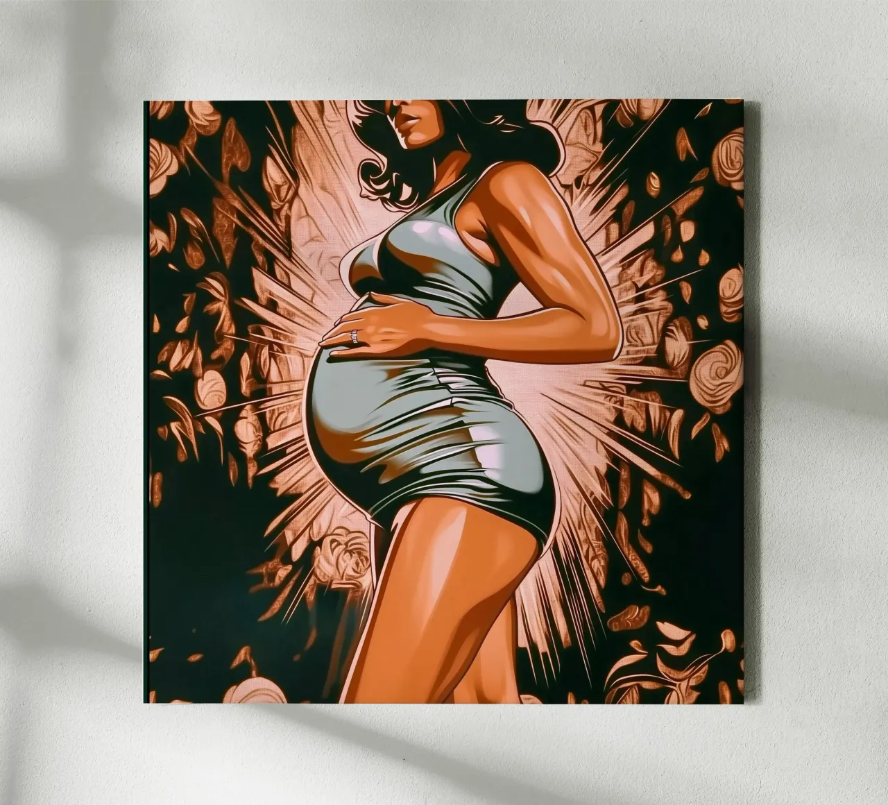 "Bloom" - Ritratto femminile in stile romanzo grafico moderno tela con Cornice a cassetta da Synthaira