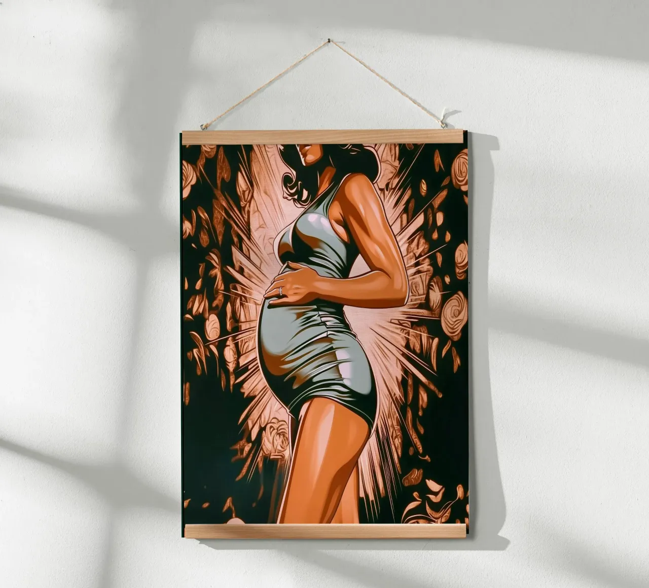 "Bloom" - Ritratto femminile in stile romanzo grafico moderno poster da Synthaira