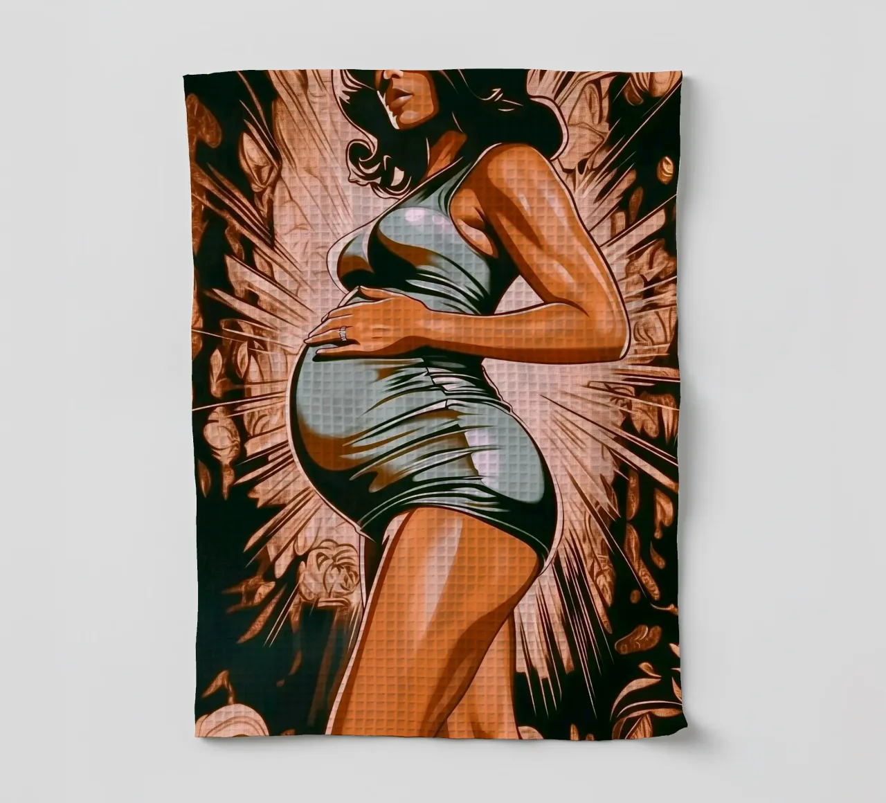 "Bloom" - Portrait d'une femme dans le style d'un roman graphique moderne torchon de Synthaira