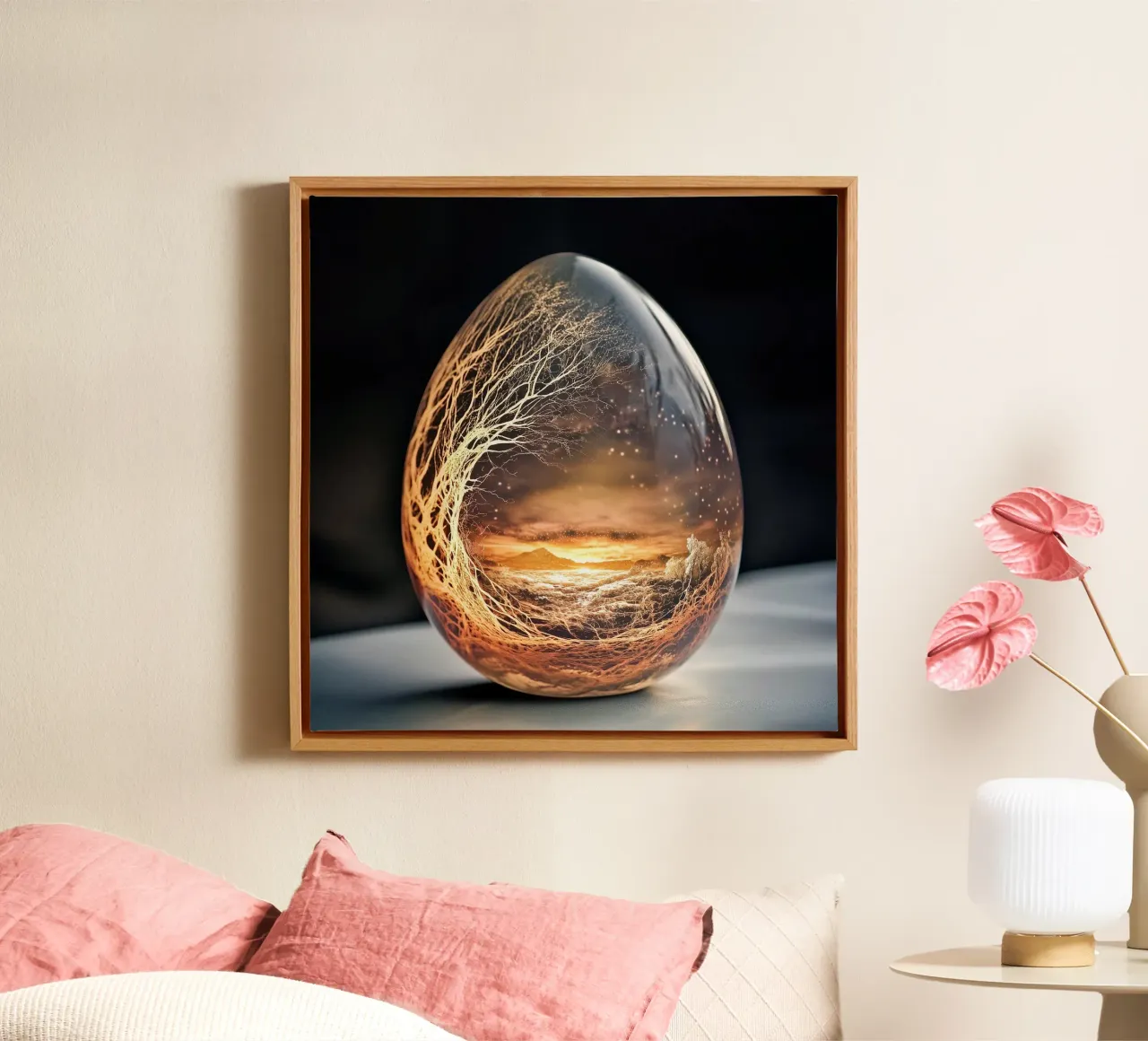 "Frostfire" - Mystical Nature & Fantasy World Art Print canvas with Floater frame by Synthaira