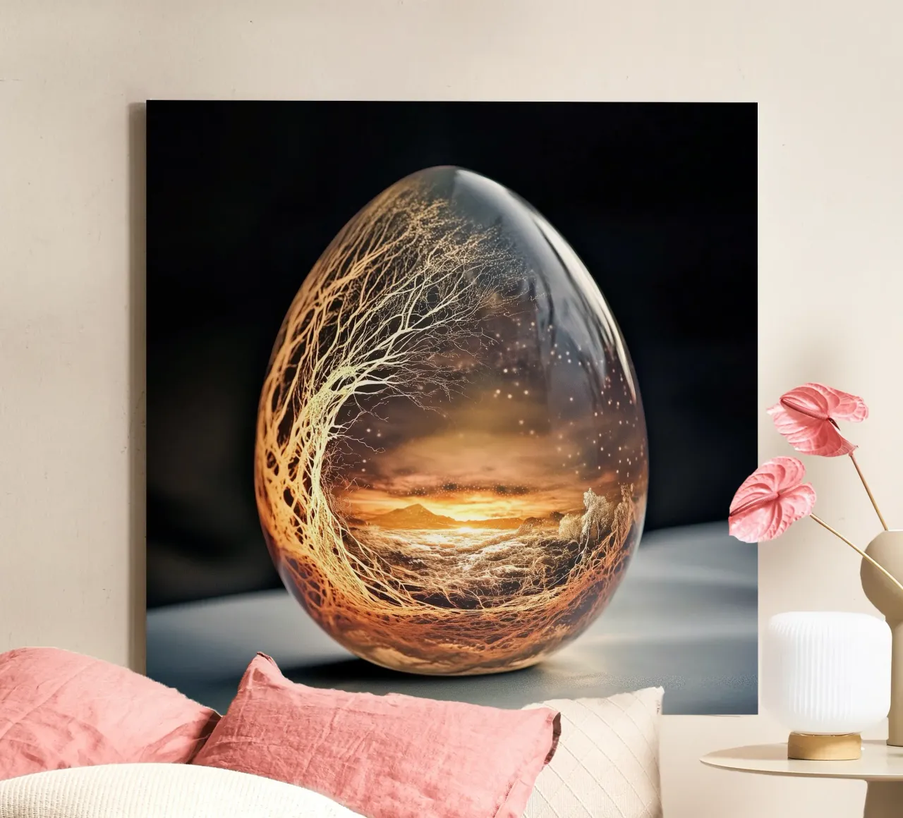 "Frostfire" - Mystical Nature & Fantasy World Art Print canvas with Floater frame by Synthaira