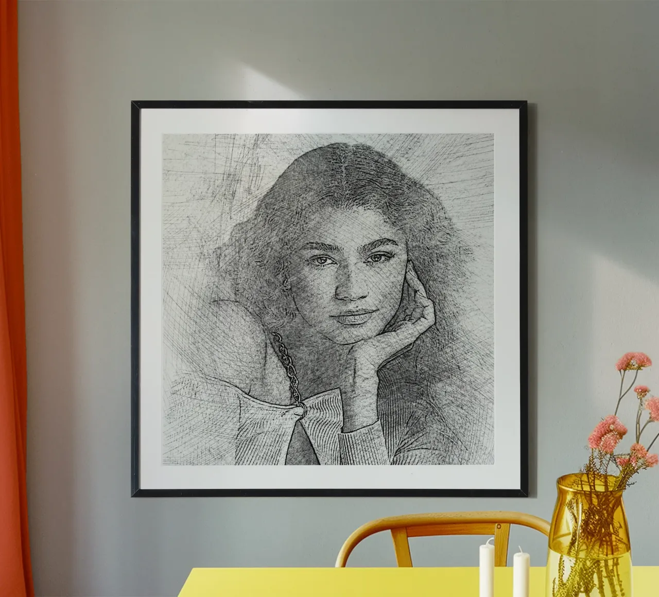 Zendaya Scetch poster con telaio in alluminio da Trinara