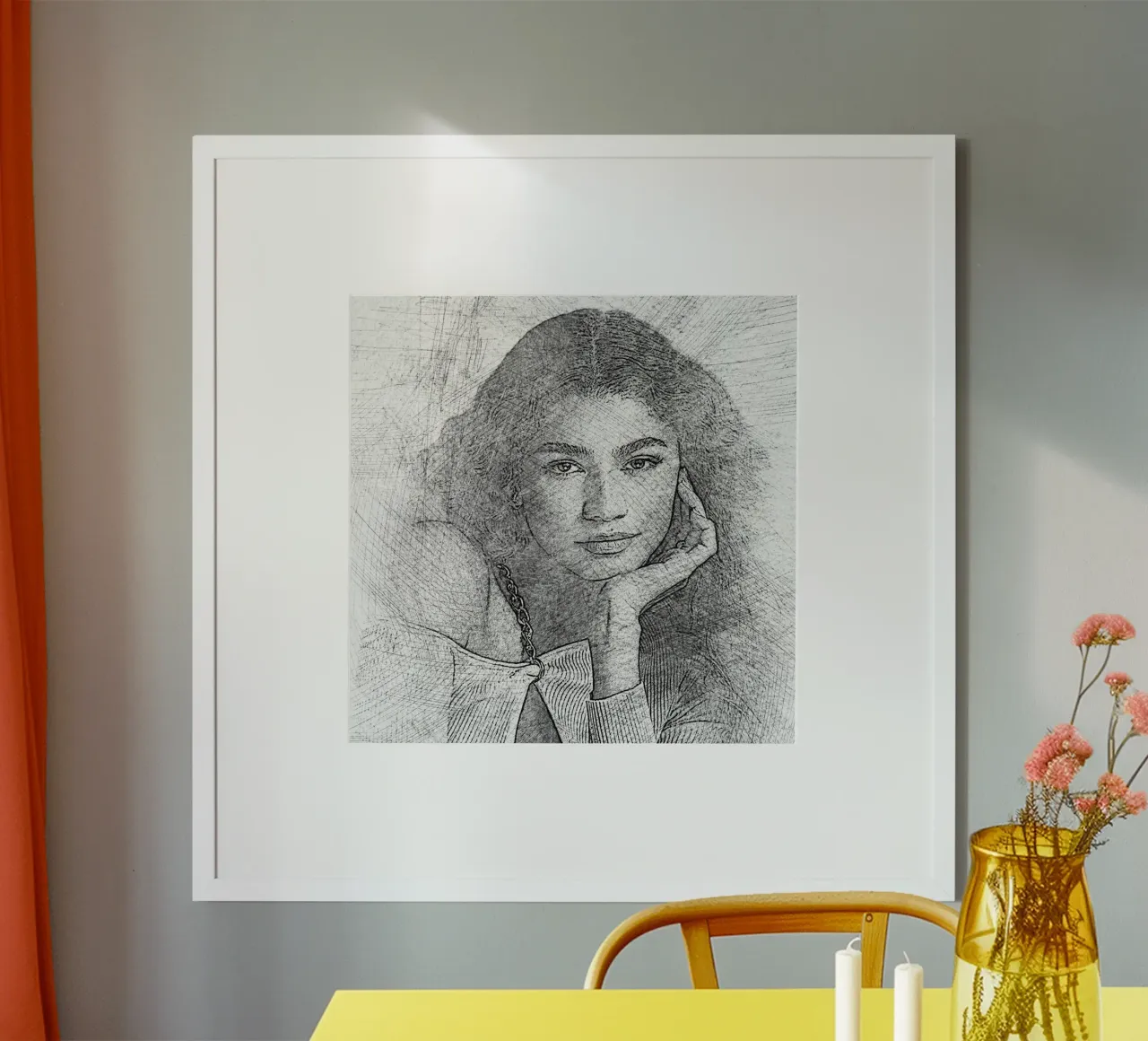 Zendaya Scetch poster con telaio in alluminio da Trinara