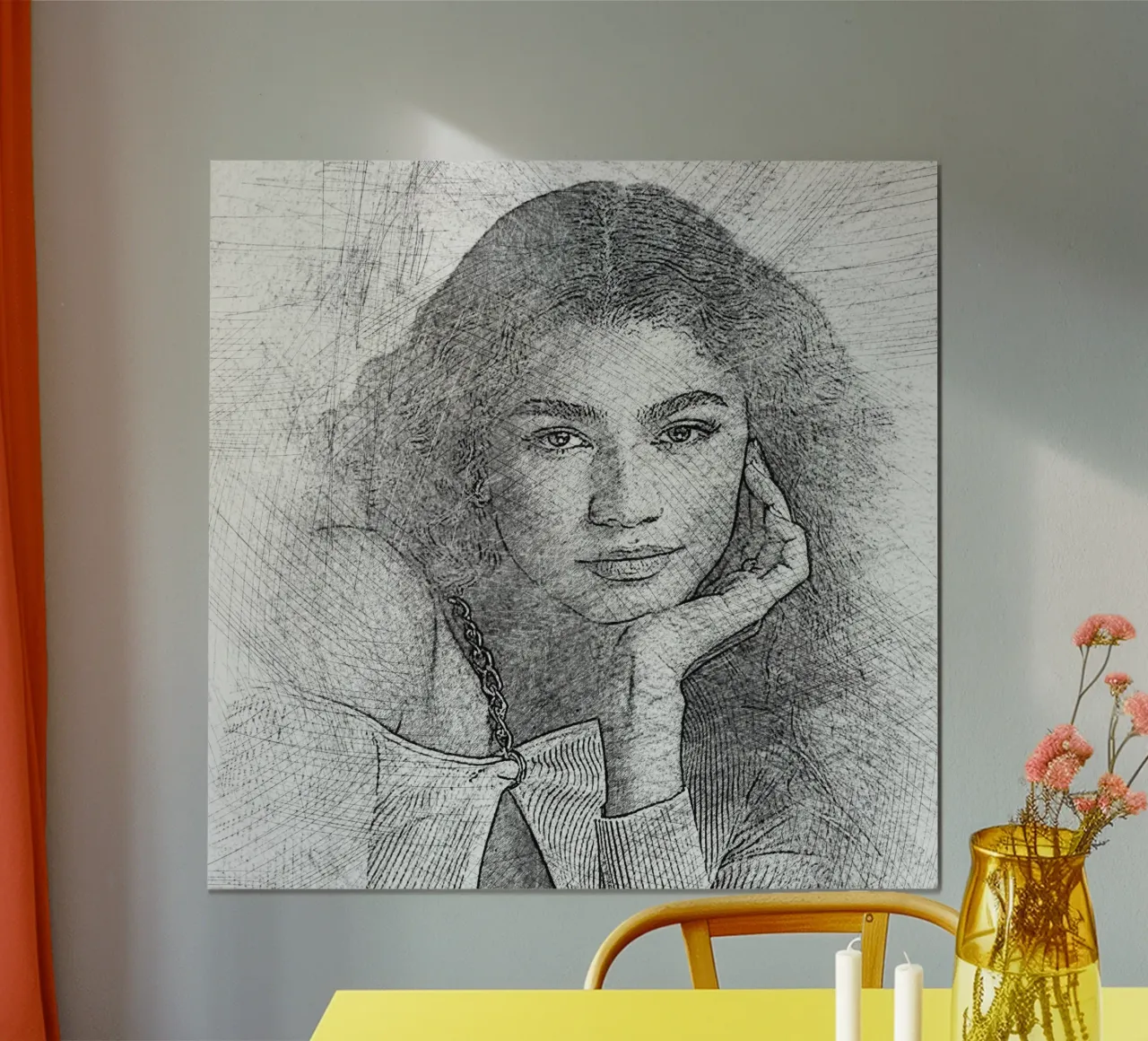 Zendaya Scetch poster con telaio in alluminio da Trinara
