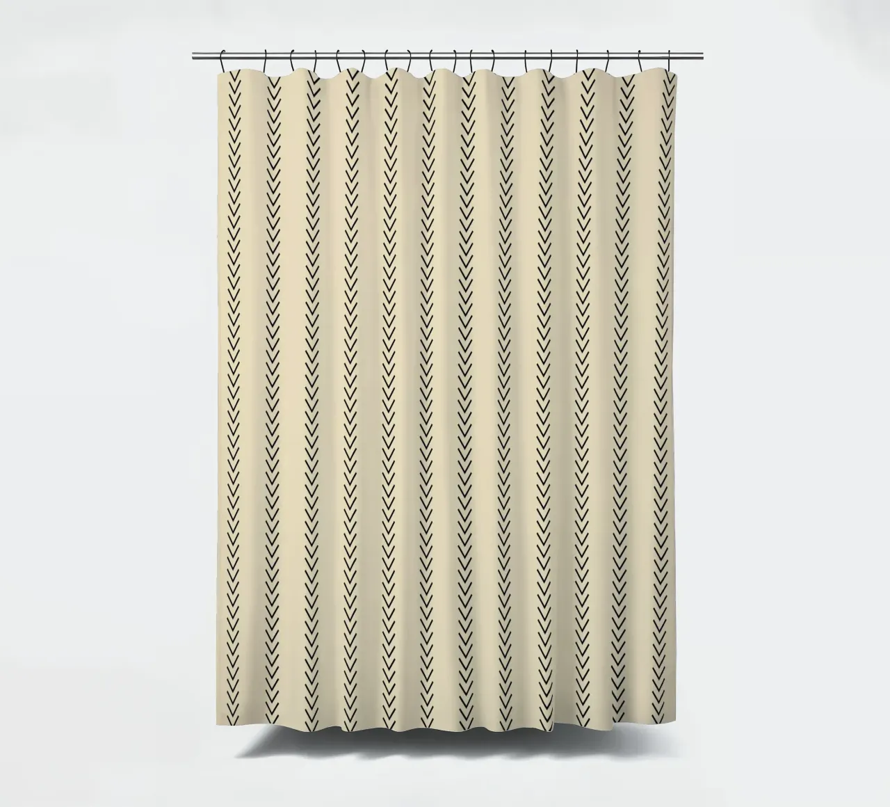 Frecce minime classiche standard a strisce nere su beige tenda da doccia da Beauty in Simplicity