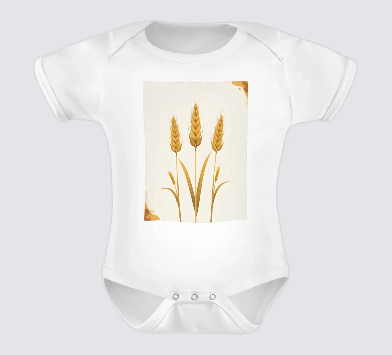 Getrocknete Weizenstängel Kurzarm Babybody von Botanical Gallery