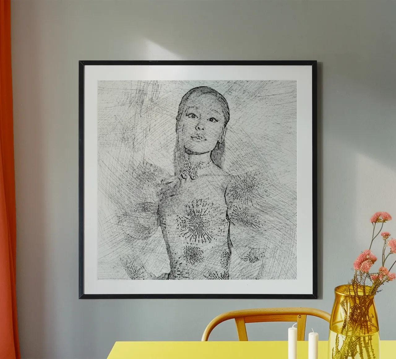 Ariana Grande Scetch poster con telaio in legno da Trinara