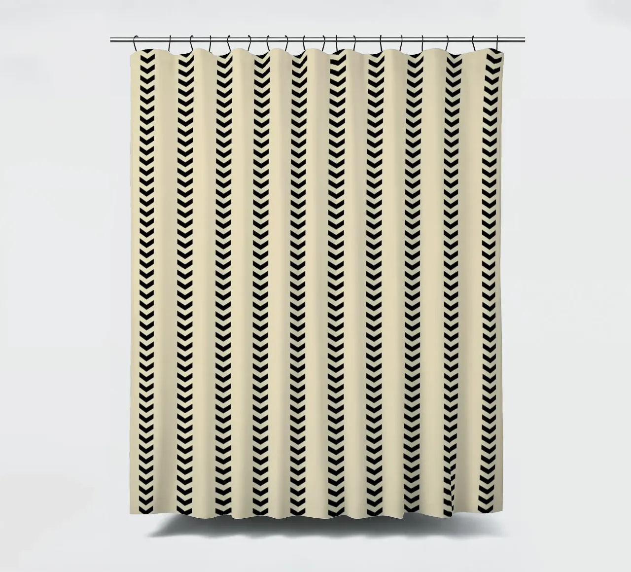 Minimal Basic Mudcloth Frecce a strisce | Nero su Beige tenda da doccia da Beauty in Simplicity
