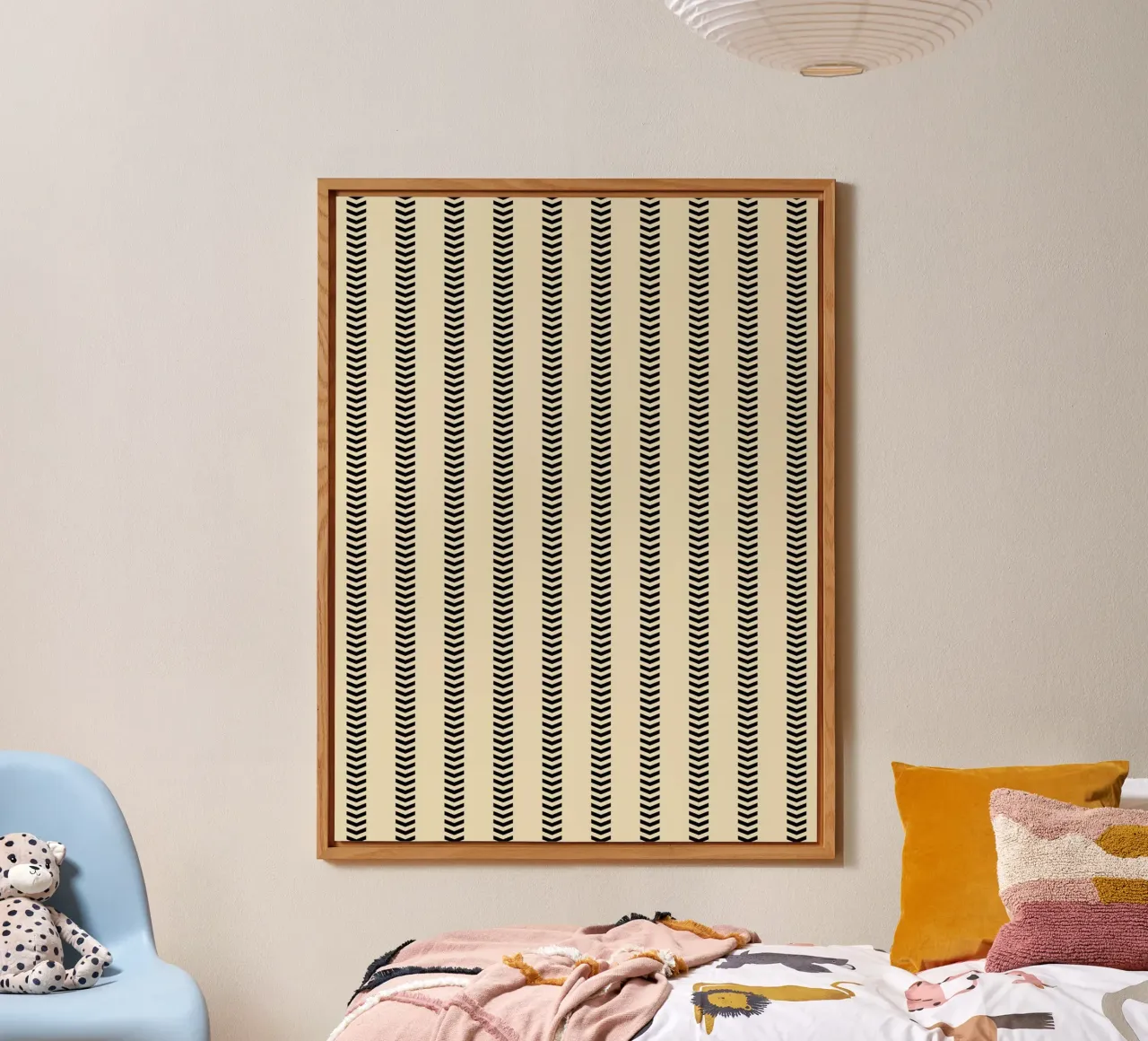 Minimal Basic Mudcloth Frecce a strisce | Nero su Beige alluminio dibond da Beauty in Simplicity