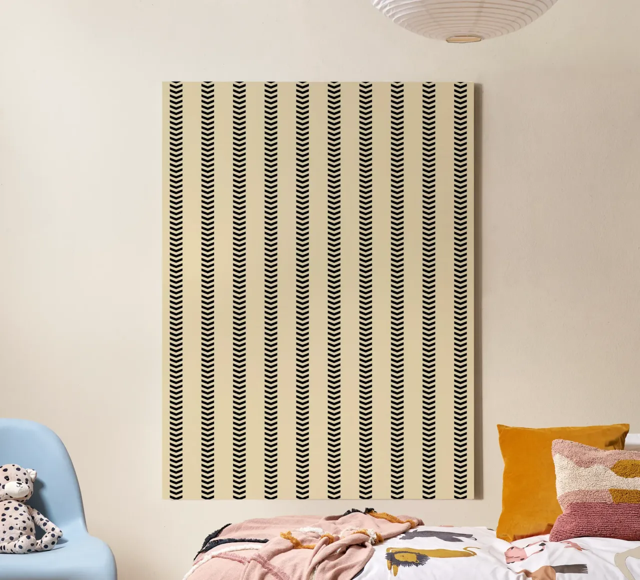 Minimal Basic Mudcloth Frecce a strisce | Nero su Beige tela da Beauty in Simplicity