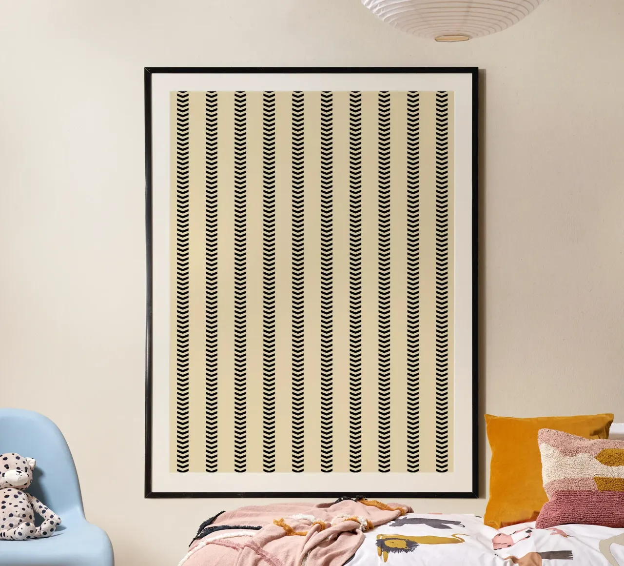 Minimal Basic Mudcloth Gestreifte Pfeile | Schwarz auf Beige Poster von Beauty in Simplicity