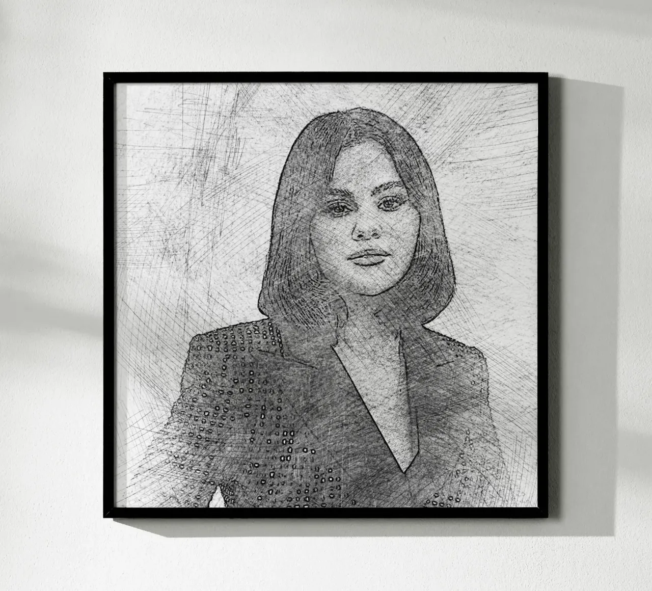Selena Gomez - Scetch poster con telaio in legno da Trinara