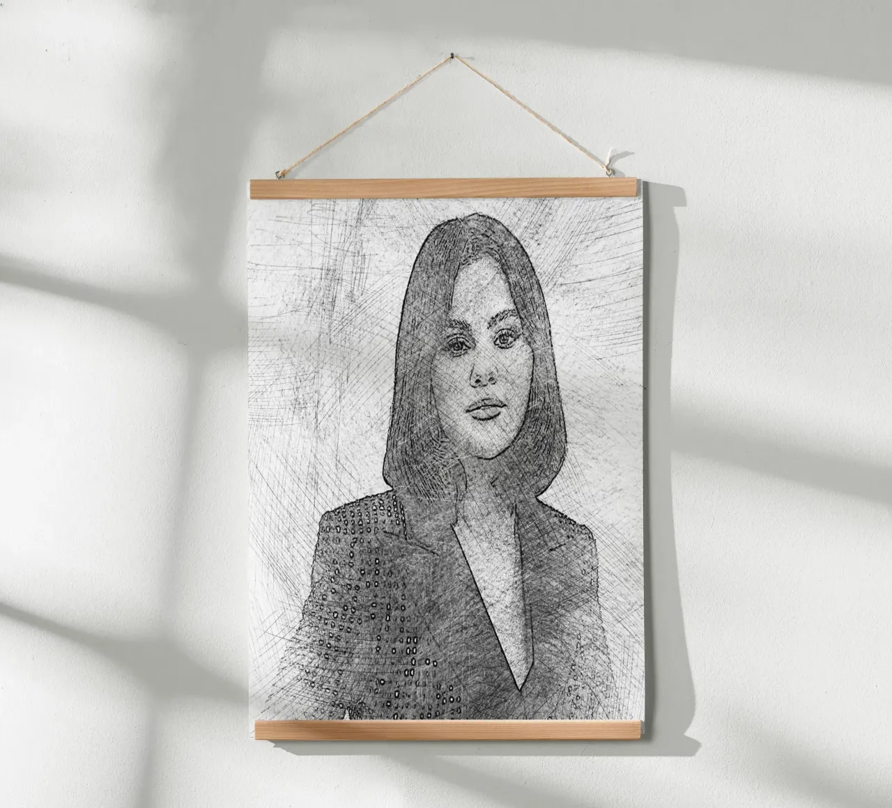 Selena Gomez - Scetch poster con telaio in legno da Trinara