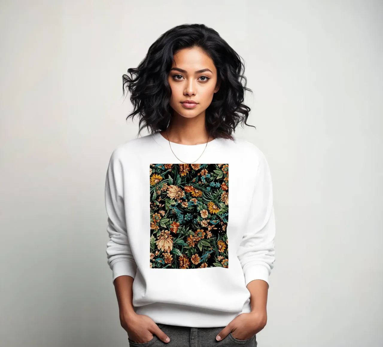 Floral and Birds Pattern felpa da burcukorkmazyurek