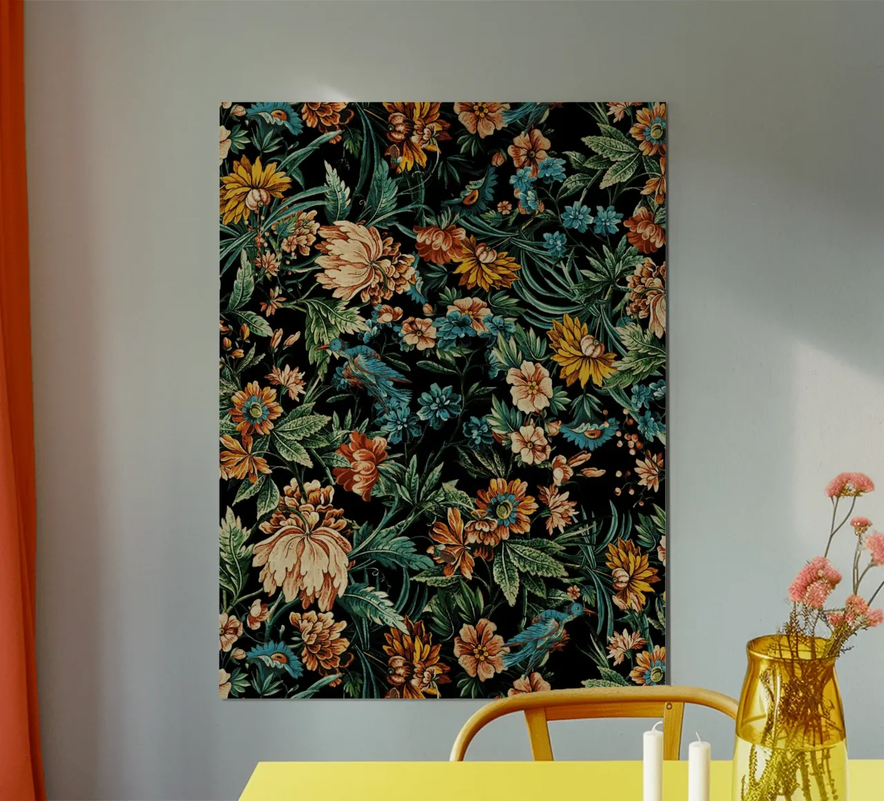 Floral and Birds Pattern poster con telaio in plastica da burcukorkmazyurek