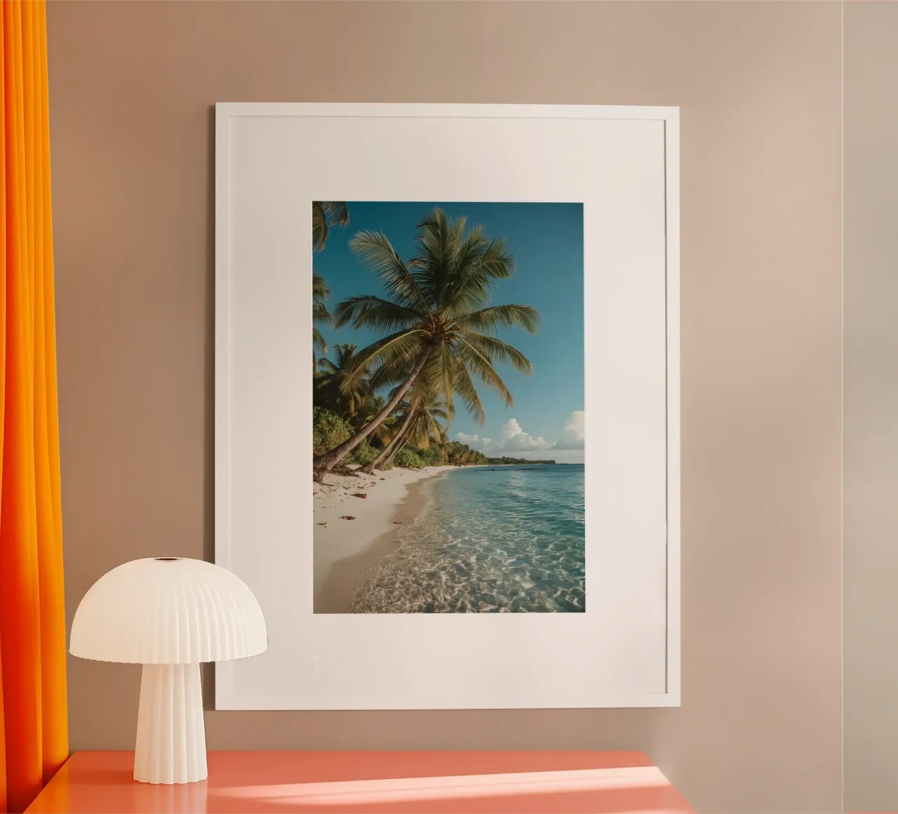 Palme su spiaggia tropicale con acqua cristallina poster da DesignDoodle