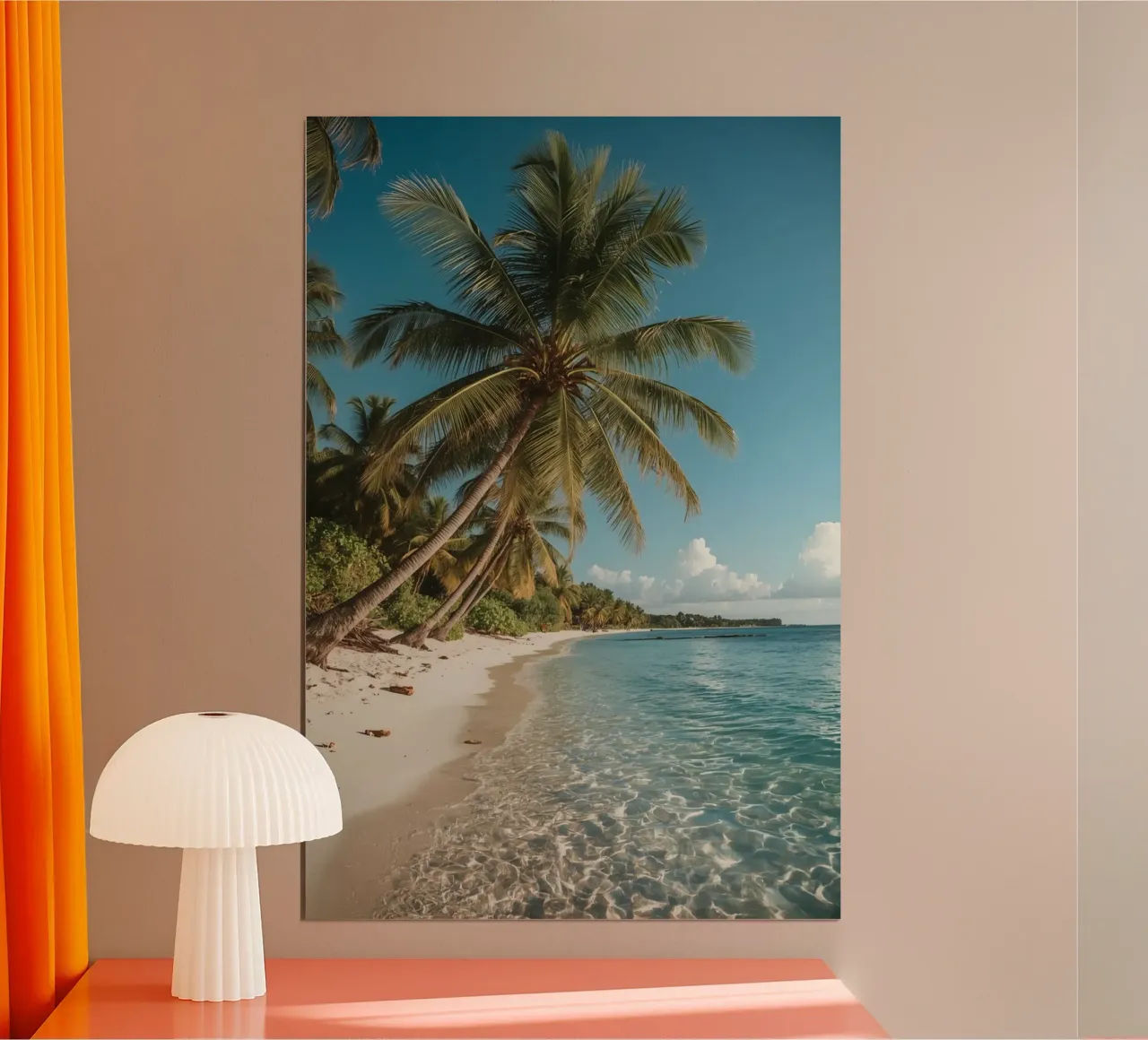 Palme su spiaggia tropicale con acqua cristallina poster da DesignDoodle