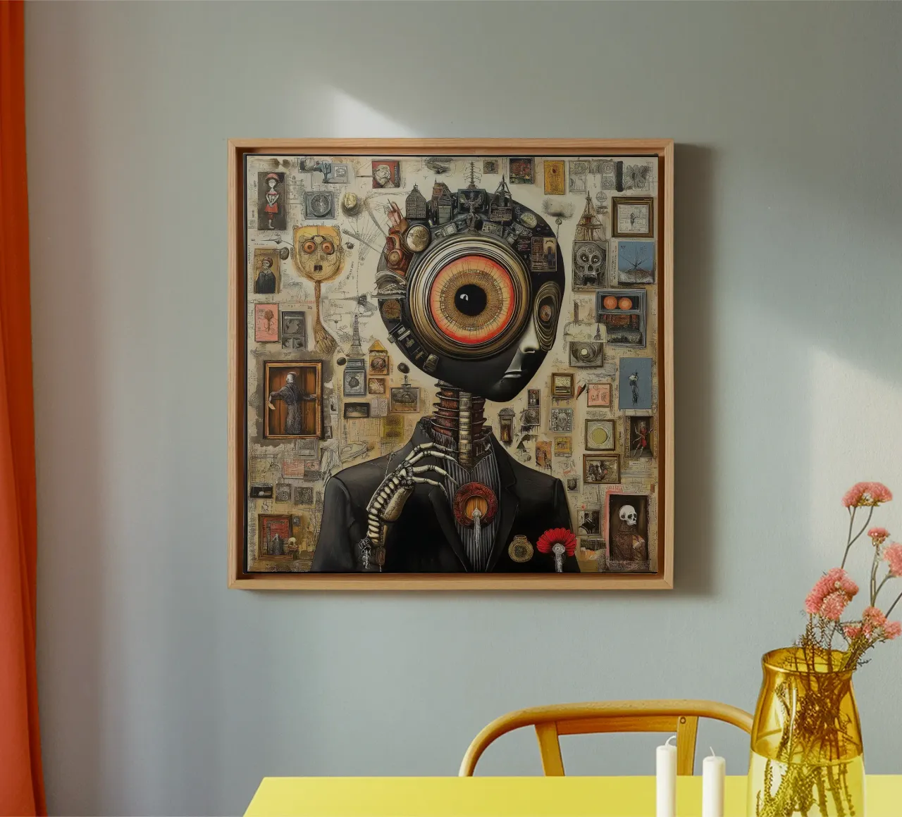 "The Observer" - Steampunk 'Cabinet of Curiosities' Poster canvas with Floater frame by Synthaira