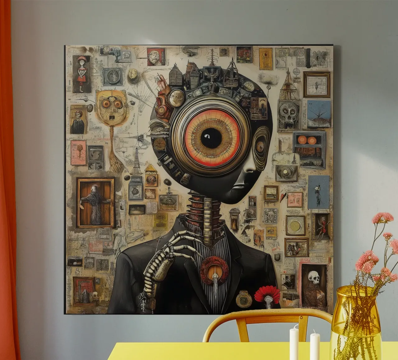 "The Observer" - Steampunk 'Cabinet of Curiosities' Poster canvas with Floater frame by Synthaira
