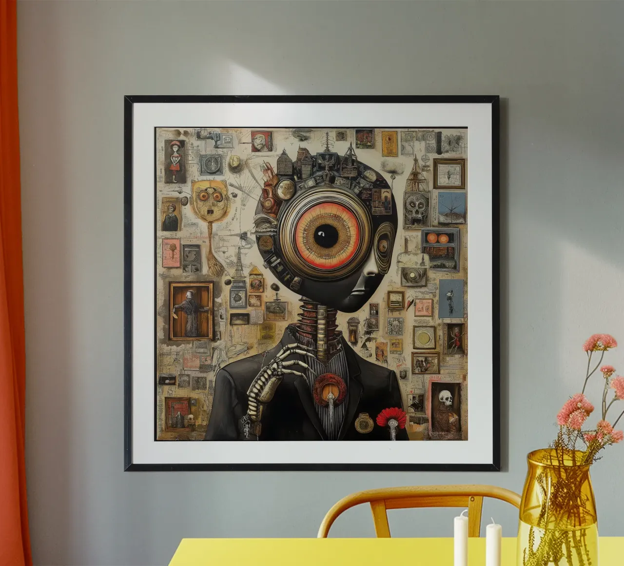 "The Observer" - Poster steampunk del "Gabinetto delle Curiosità poster con telaio in legno da Synthaira