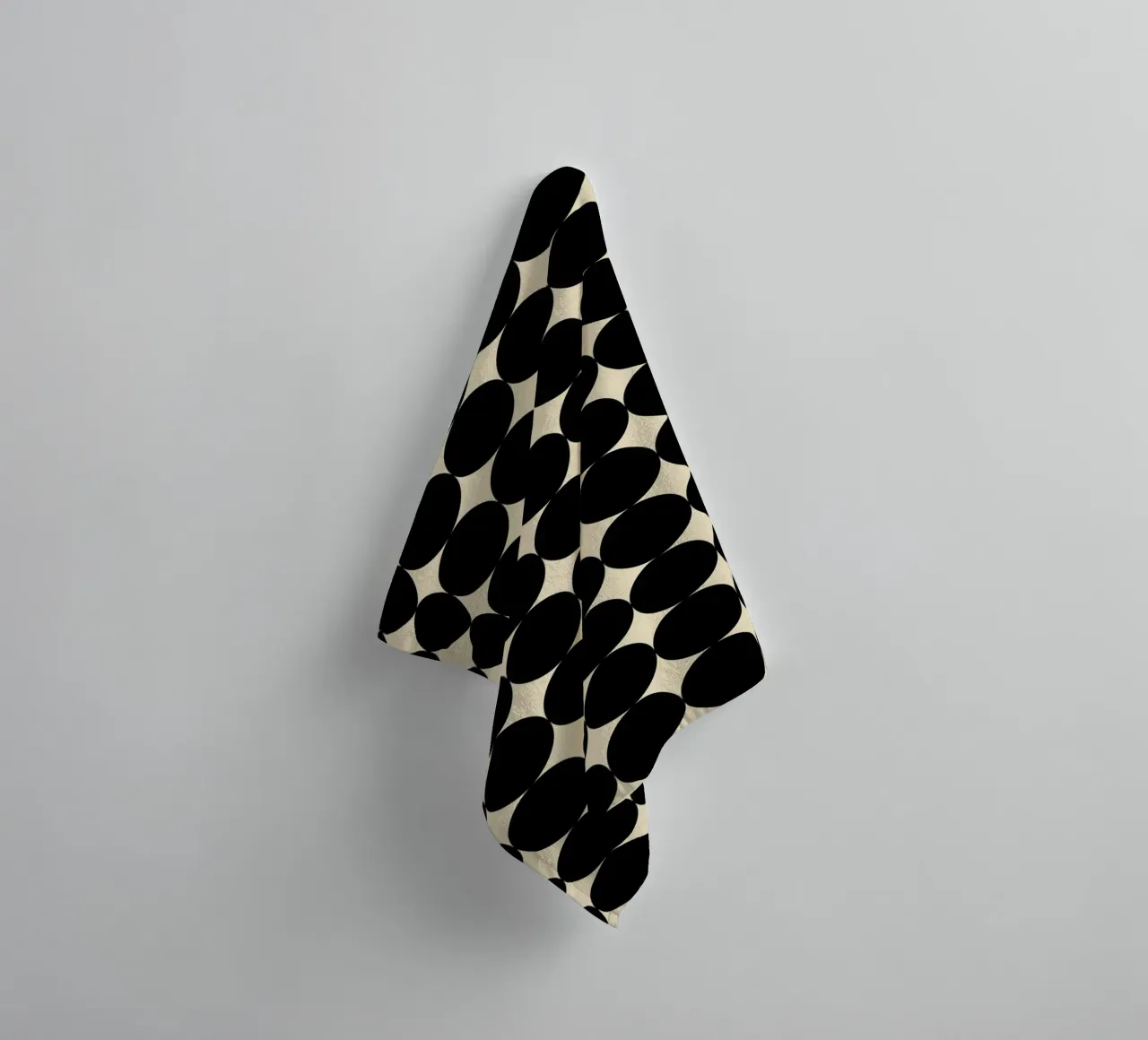 Minimal Geometric Scandi Circle Pattern | Black on Beige towel by Beauty in Simplicity