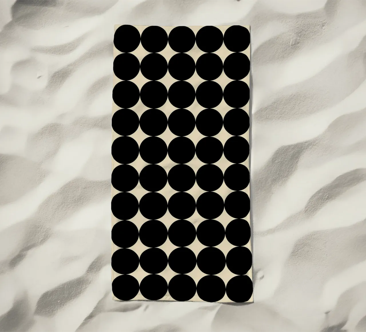 Minimal Geometric Scandi Circle Pattern | Black on Beige beach towel by Beauty in Simplicity