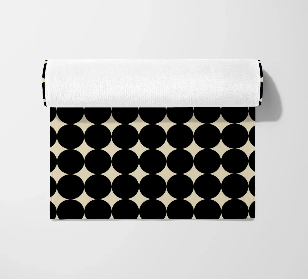 Minimal Geometric Scandi Circle Pattern | Black on Beige beach towel by Beauty in Simplicity