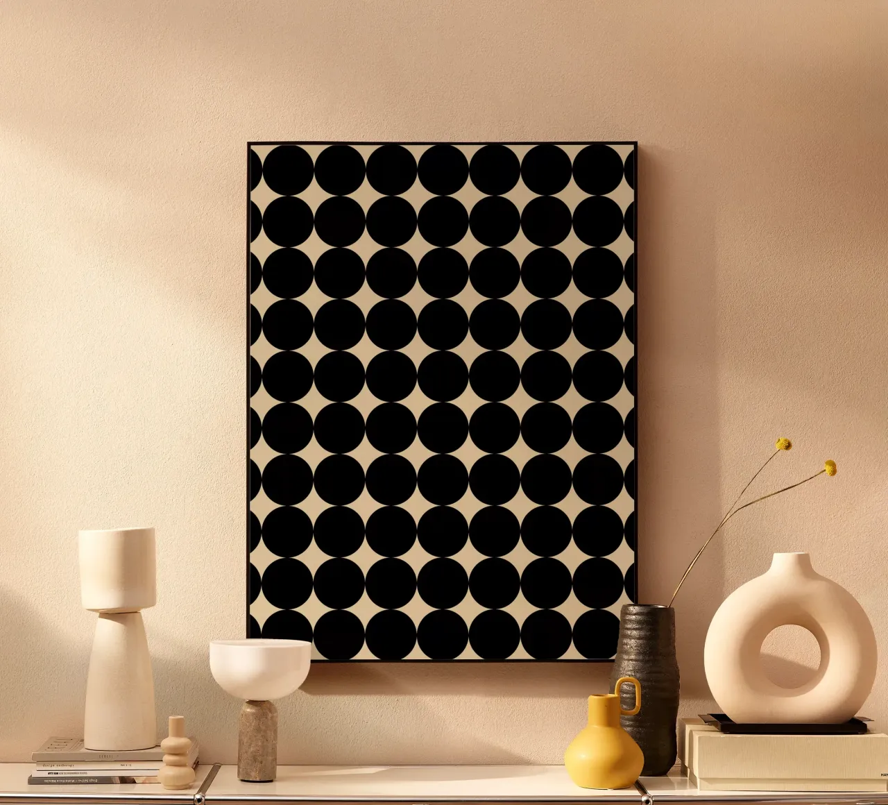 Minimal Geometric Scandi Circle Pattern | Negro sobre Beige metacrilato de Beauty in Simplicity