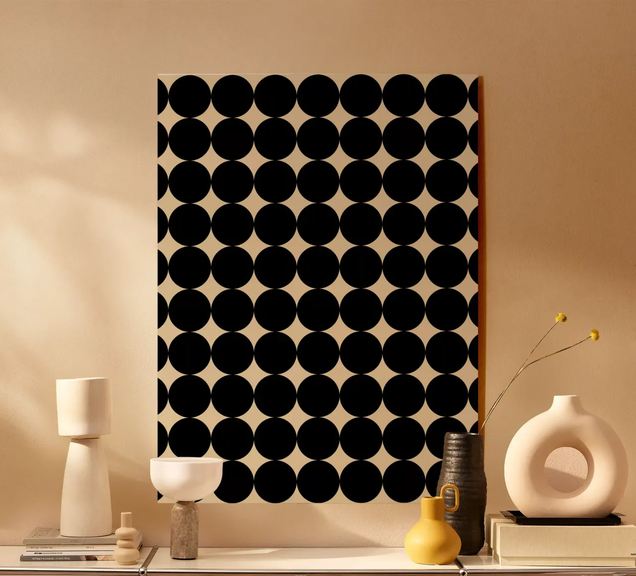 Minimal Geometric Scandi Circle Pattern | Negro sobre Beige metacrilato de Beauty in Simplicity