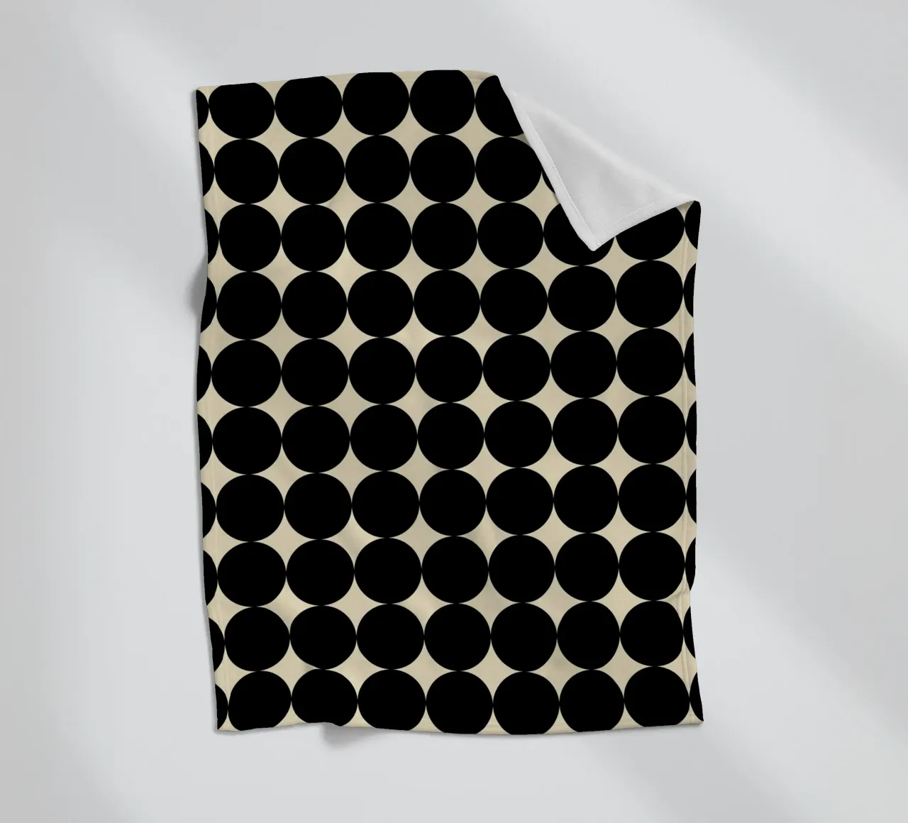 Minimal Geometric Scandi Circle Pattern | Black on Beige fleece blanket by Beauty in Simplicity