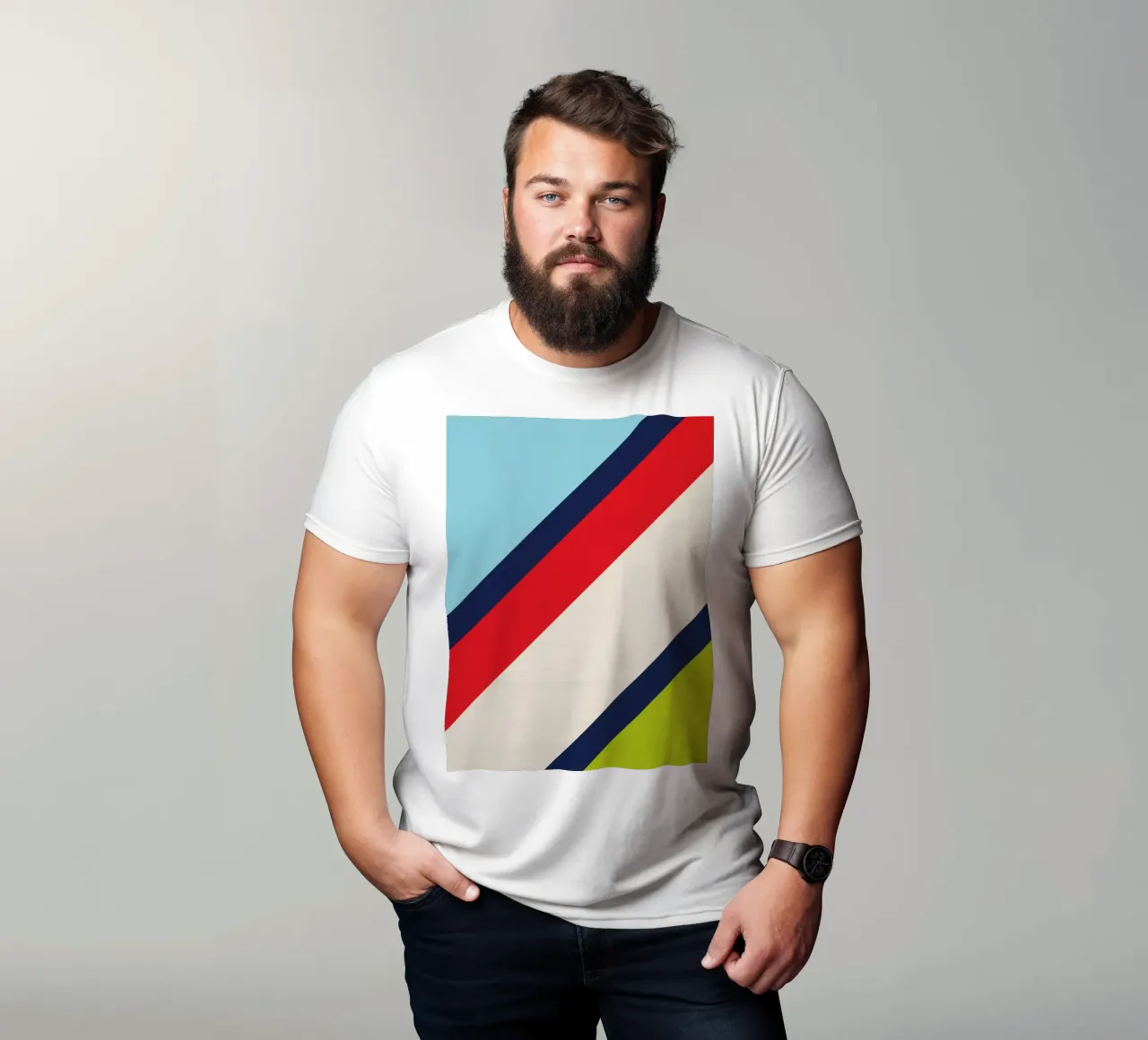 Design geometrico a strisce e legno t-shirt da Petra Lang