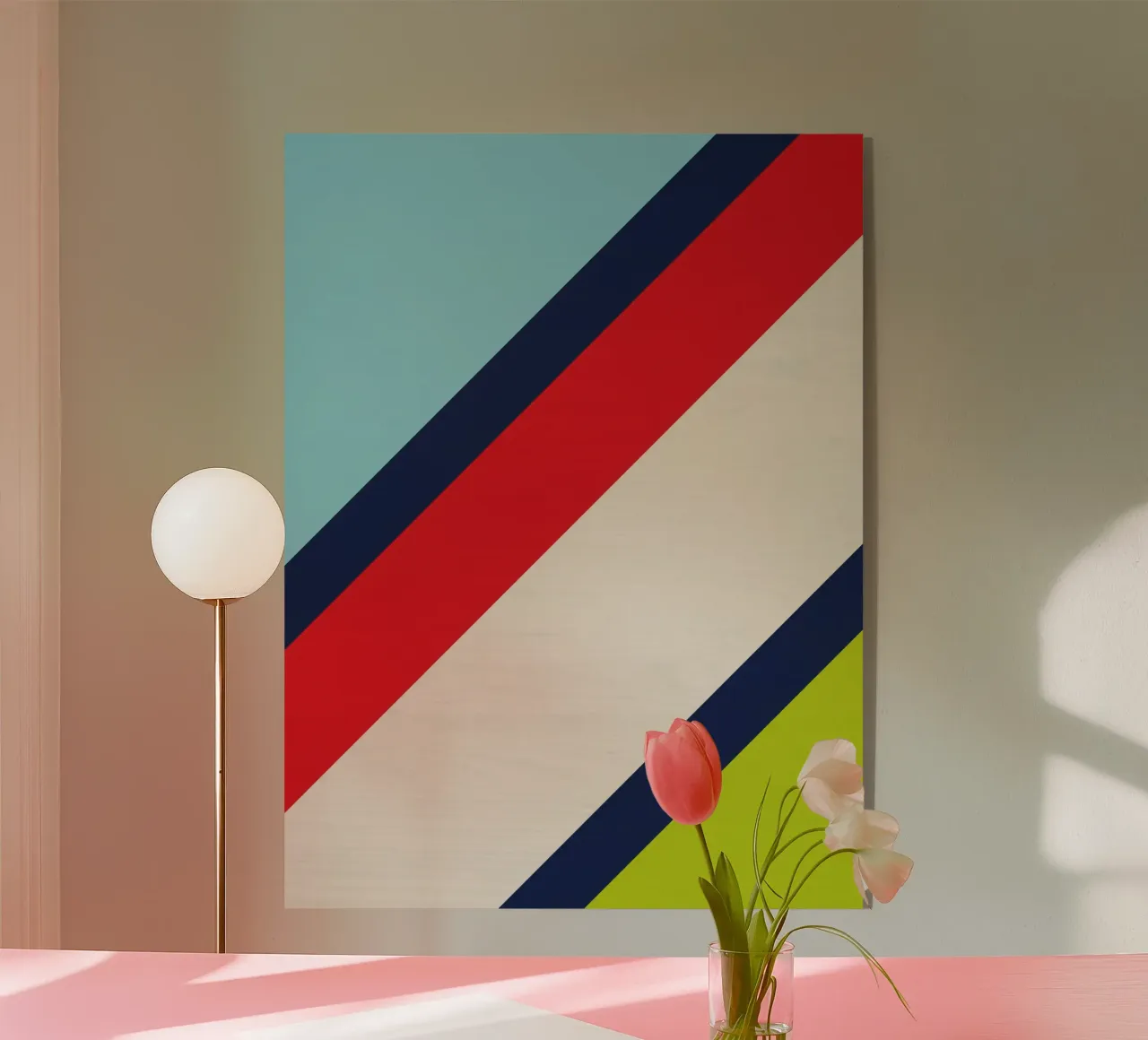Design geometrico a strisce e legno plexiglass da Petra Lang